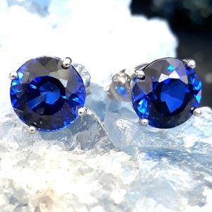 Kashimir Blue Sapphire Silver Earrings